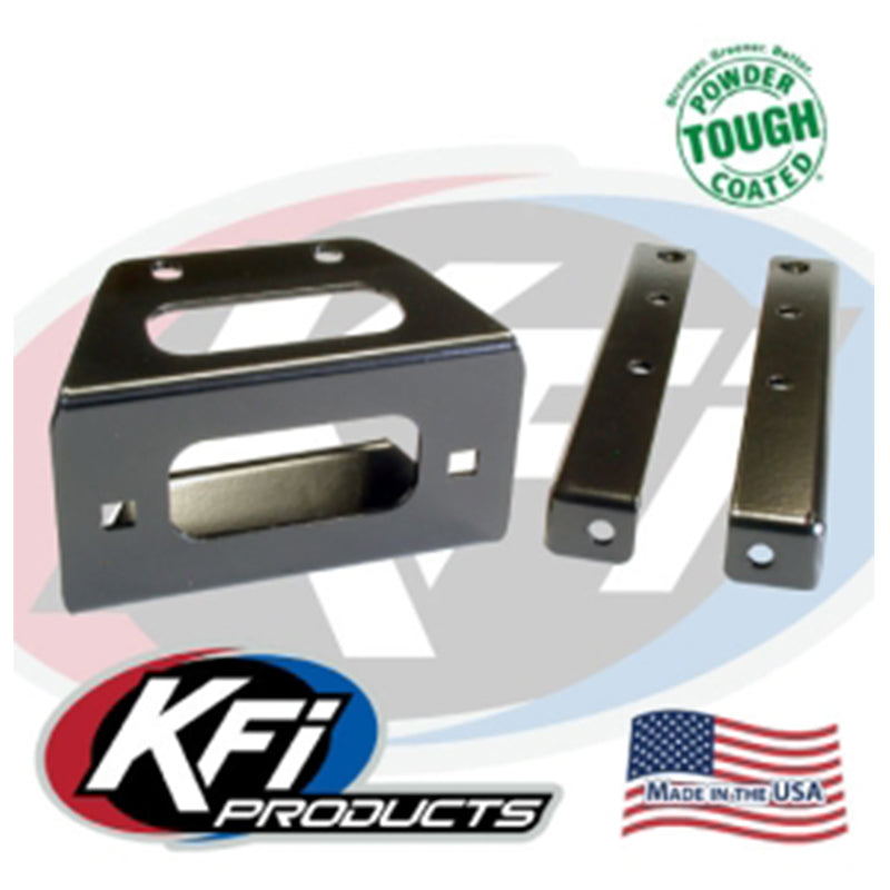 Made in the USA promotional photo of KFI Products RZR 570 and 800 model winch mount, designed for UTV and SXS applications winches and winch mounts, featuring high quality construction and tough powder coated finishes.