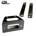 UTV winch mount by KFI designed for Polaris RZR 570 and 800 models and compatible with a wide variety of winches, full compatibility specs available to view, offered with free shipping, Part #100660.