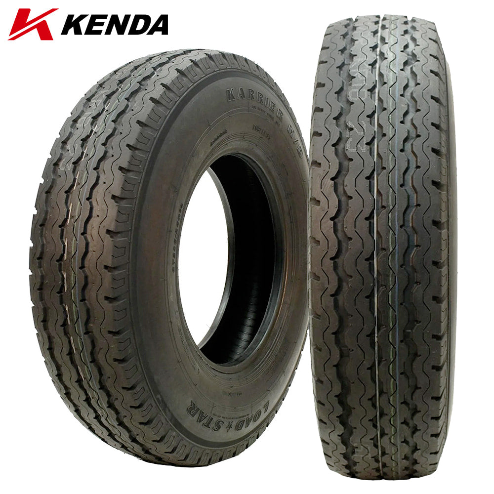 Main product listing photo of the heavy duty H/D KR18 Kenda Karrier Loadstar Radial Load Range F 12-Ply 235/85R16 trailer special use tire, sold individually and offered with free shipping from Ride or Die Tire.