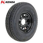Kenda KR18 H/D Radial Load Range F 235/85R16 12-Ply Steel Belted Radial ST trailer tire mounted assembly on black steel MOD wheel with 8x6.5 bolt pattern, offered with free shipping by Ride or Die Tire at unbeatable prices, part numbers 20799 and 10501.
