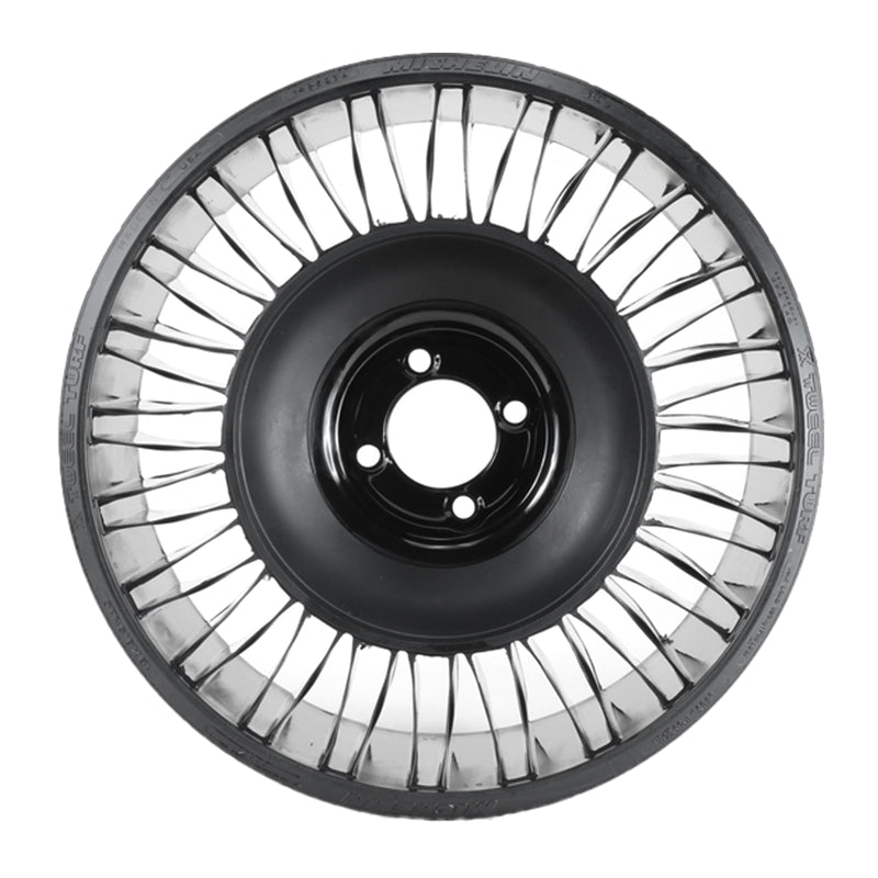 Side profile view of the Michelin XTweel utility, golf, turf, and mower application tire in 18x8.5-10 size with heavy duty load rating of 705 pounds.