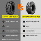 Arisun Gear Buster UTV tire compared to Maxxis Carnivore ML1 UTV tire