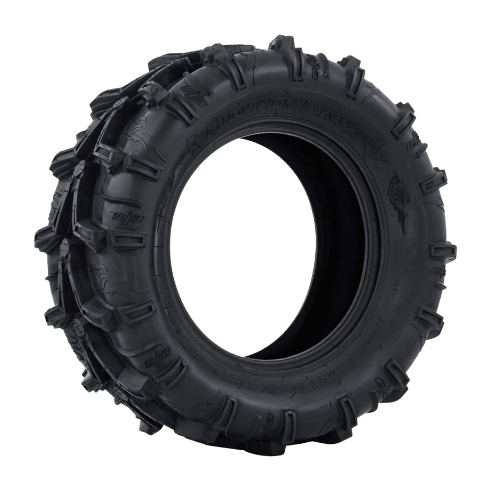 A n EFX MotoMax tire with deep, aggressive tread blocks, shown from a three-quarters angle on a solid white background.