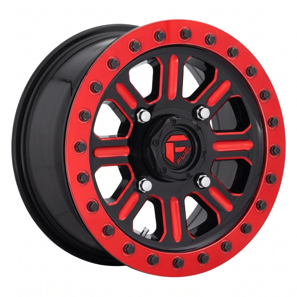 Fuel Hardline (D911) UTV Wheel in glass black red tinted clear on a white background