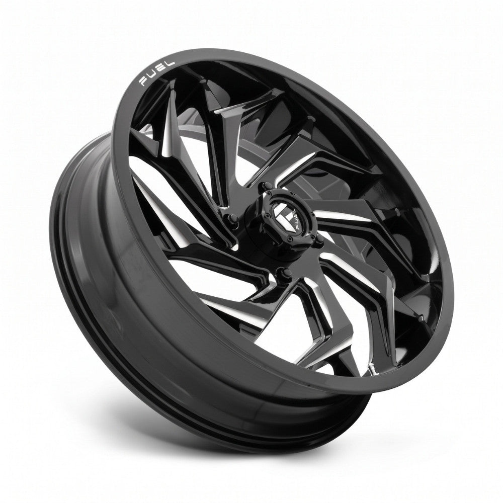 Fuel UTV D753 Reaction Black Milled Wheel shown at an upward angle on white background