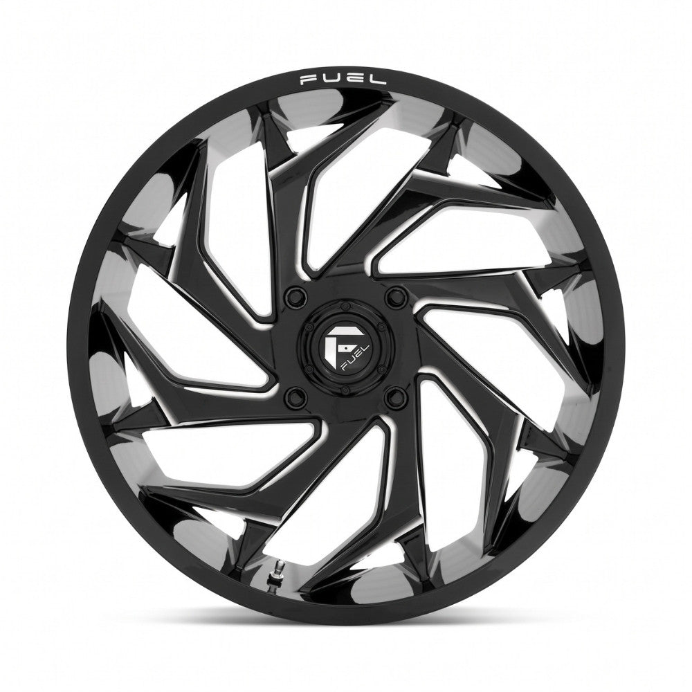 Fuel UTV D753 Reaction Black Milled Wheel highlighting the spoke design and wheel face on white background