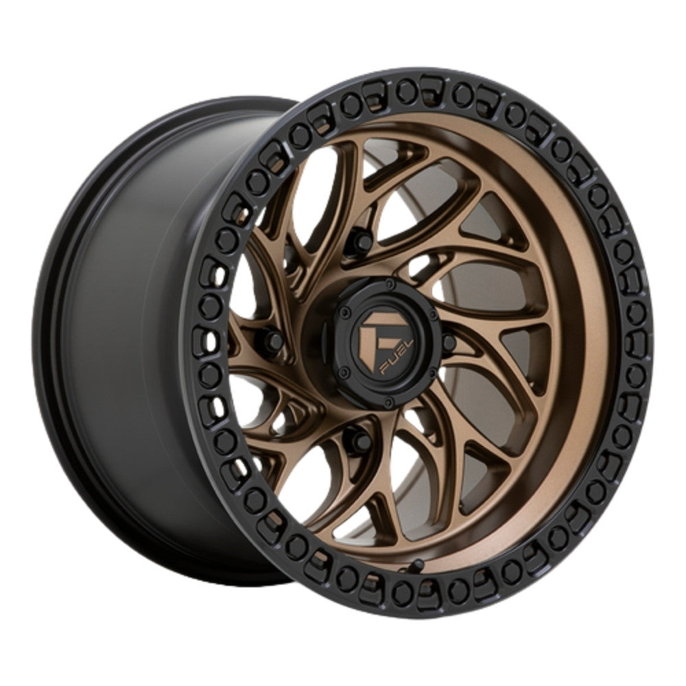 Fuel UTV Runner Simulated Beadlock Wheel- Bronze with black ring slightly angled on a white background