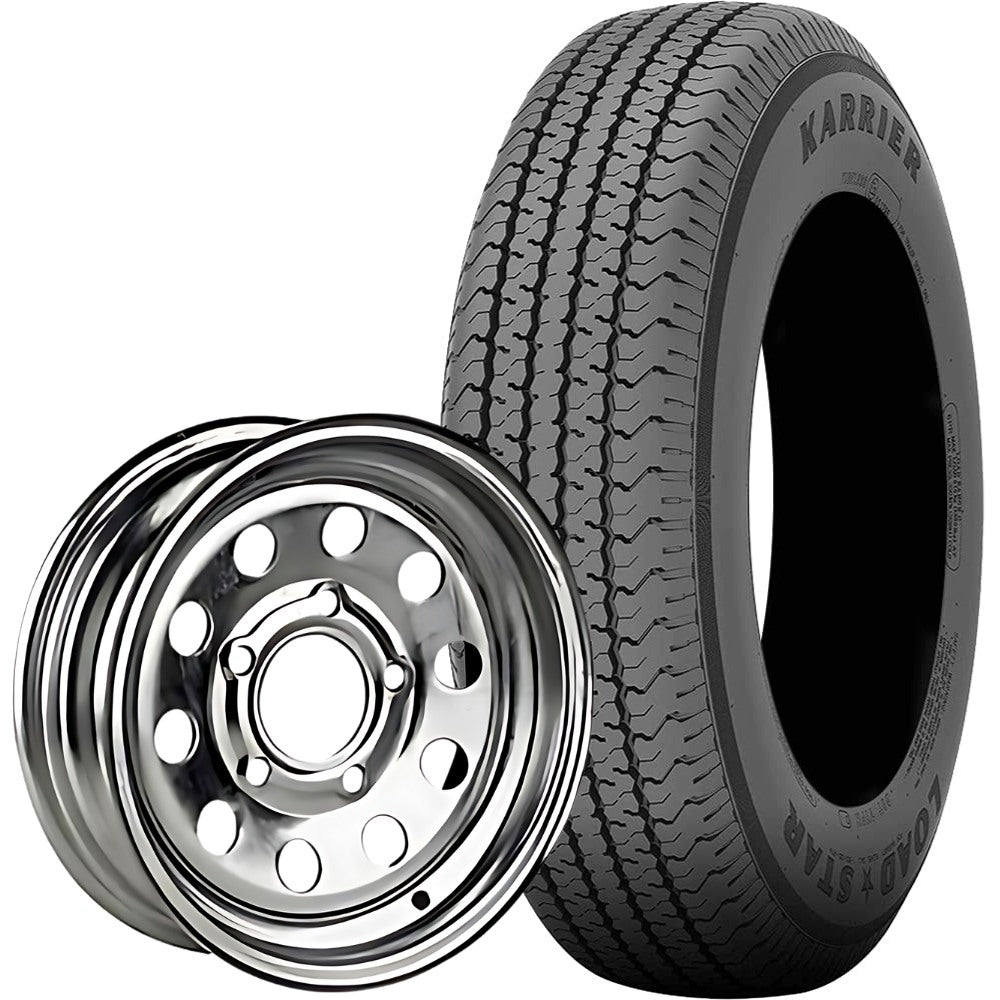 Kenda® Karrier Radial Trailer Tire (KR03) and 13" MOD Steel Trailer Wheel Combo - Galvanized Wheel