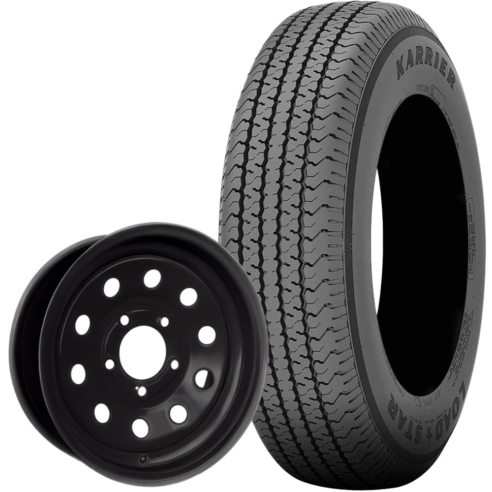 Kenda® Karrier Radial Trailer Tire (KR03) and 13" MOD Steel Trailer Wheel Combo - Black Wheel