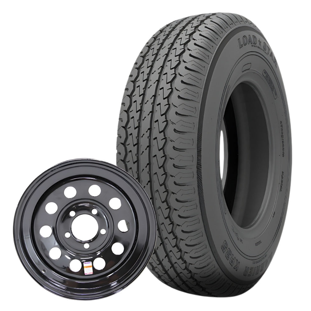 Kenda® Karrier (KR35) ST205/75R15 Radial Trailer Tire (Load Range C) - 15"x5" Steel MOD Black Wheel (5 on 5.0 Bolt Pattern)