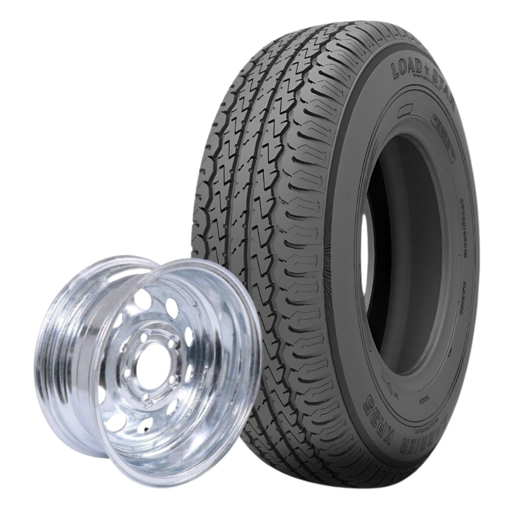 Kenda® Karrier (KR35) ST205/75R15 Radial Trailer Tire (Load Range C) - 15"x5" Steel MOD Galvanized Wheel (5 on 4.5 Bolt Pattern)