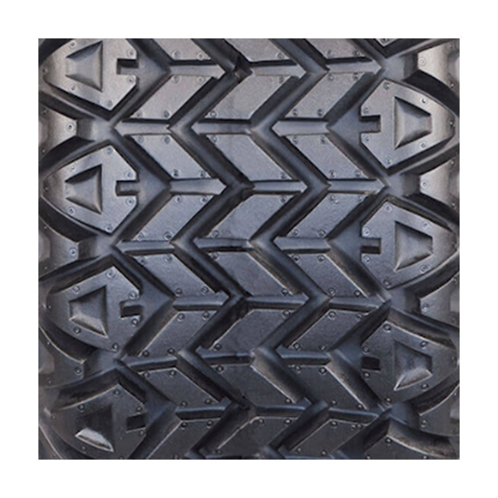 OTR 350 MAG all purpose UTV and RTV tire tread close up of chevrons and diamond lug design.