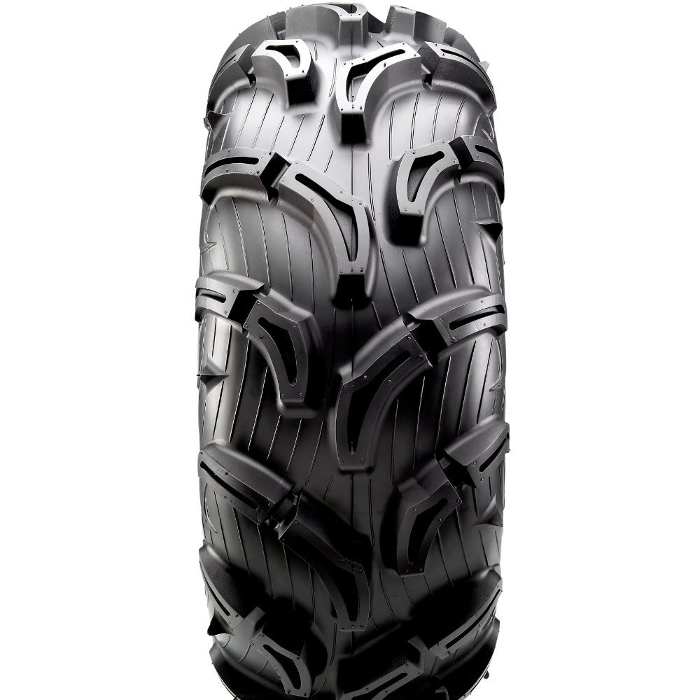 Detailed view of the Maxxis® Zilla UTV Bias 6-Ply Tire tread design and lug pattern, including the lined casing molded design.