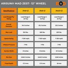 Arisun Mad Zest ATV/UTV tire specifications- 12" wheel