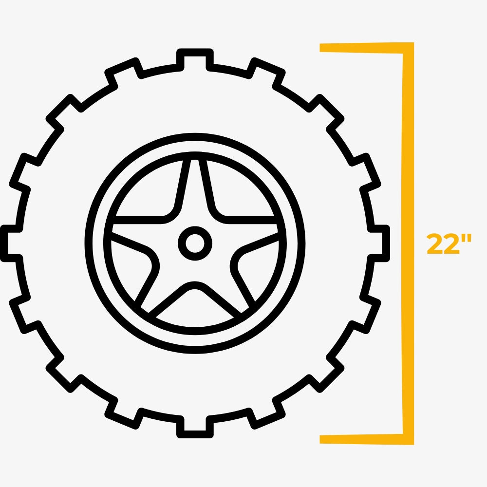 ATV & UTV tires with 22" diameter for 8" wheels diagram