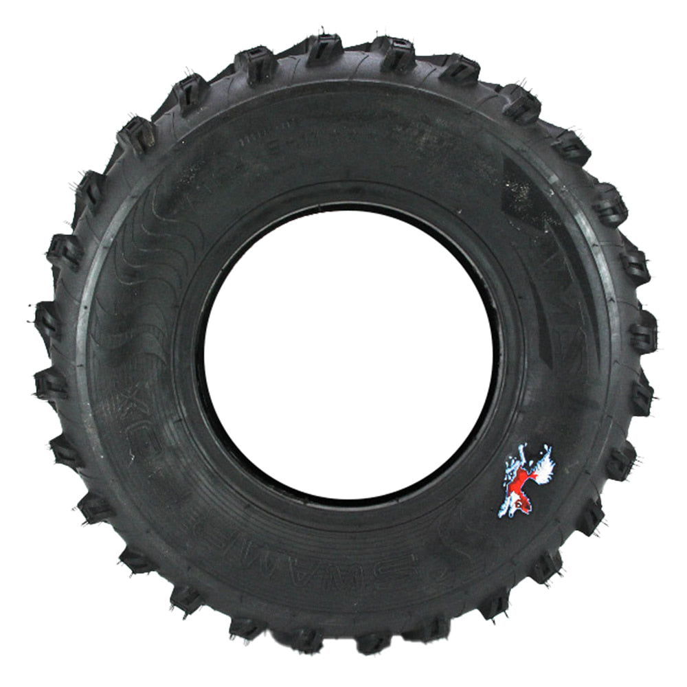 Full sidewall view of the AMS Swamp Fox 6-ply ATV tire, featuring the full color fox logo and sidewall design.