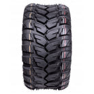 Full tread pattern view of the directional Duro DI-2037 Frontier ATV, UTV, and Side-by-Side Radial tire, featuring textured casing design, deep siped lugs, and optimal loose, hardpack, and pavement tread pattern.