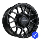 Angled view of the new Falcon X1 Gunner UTV wheel in matte black finish.