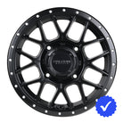 Front view of the new Falcon X1 Gunner UTV wheel in matte black finish.