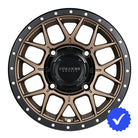 Front view of the new Falcon X1 Gunner UTV wheel in matte bronze finish with black accents.