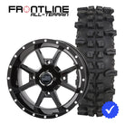 27 Inch Frontline 556 Gloss Black wheel and ACP UTV wheel and tire combo bundle.