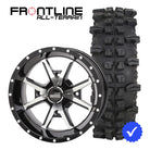 27 Inch Frontline 556 Black/Machined wheel and ACP UTV wheel and tire combo bundle.