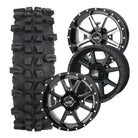 Frontline 556 14" UTV wheel and ACP Tire combo packages, available in 3 different wheel finishes.