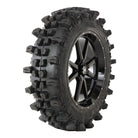 Angled view of the Frontline ACP 10-ply All-terrain radial UTV SXS tire in 40x12r24 size and 24" 556 gloss black UTV SXS wheel.