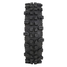 Tread pattern and design features of the high performance Frontline ACP UTV/SXS tire, displaying widely spaced lugs which excel in wet and muddy conditions.