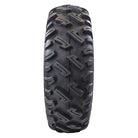View of aggressive tread pattern on 8-ply GBC Dirt Commander UTV, ATV, and SxS all-terrain trail and dirt tire by Greenball Tire.
