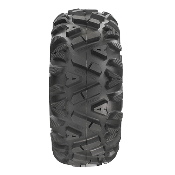 Tread pattern and angled lug view of GBC Dirt Tamer ATV 6-ply tire.