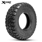 Angled view of the high performance off road all terrain 10-ply SBR steel belted radial UTV and SXS tire by Gladiator, the XComp R/S 33x9.5R15 tire, offered with free shipping by Ride or Die Tire.