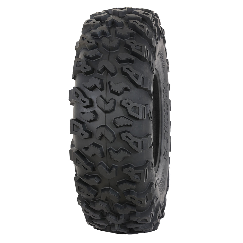 Alternate angled view of the Roctane T4 high performance 10-Ply Radial SXS and UTV tire, designed with an extra deep and robust rim guard to protect your investment on the trail and rocks.