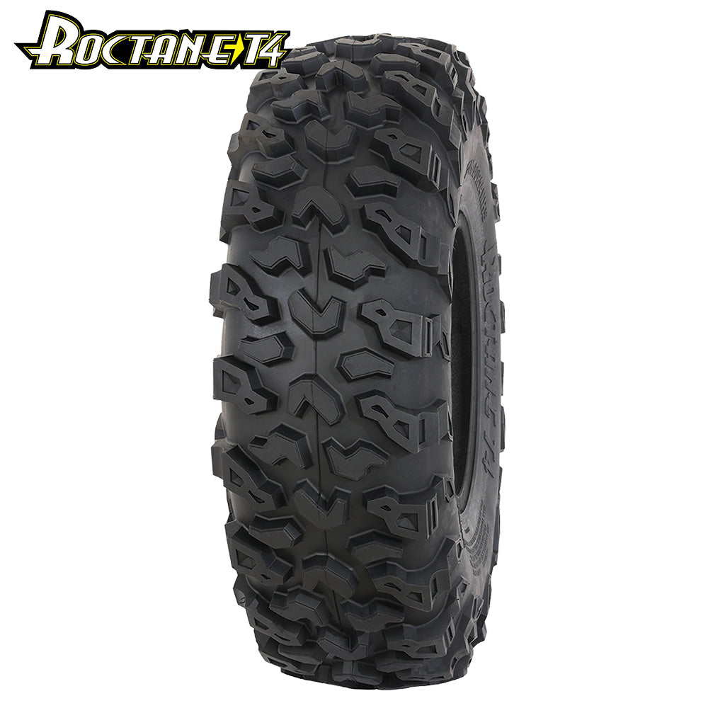 Angled view of the new 4th generation High Lifter Roctane T4 all-terrain and rock tire, made with rugged 10-ply radial construction and available in most popular 14", 15", and 18" sizes, offered with free shipping from Ride or Die Tire.