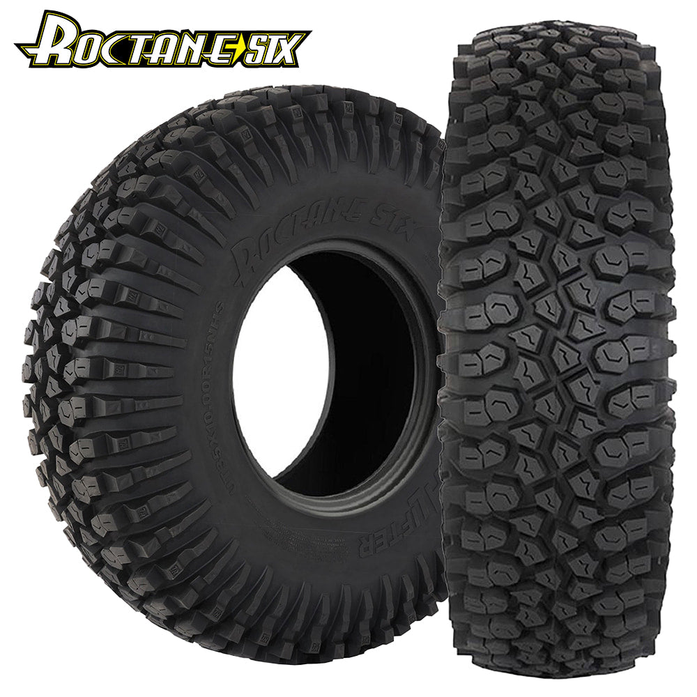 Main listing photo of the high quality rock crawling tire by STI, the High Lifter STX Sticky compound line of 15" UTV and SXS tires, with flexible 8-ply radial carcass and proprietary soft tread compound and super deep rim guard, for sale by Ride or Die Tire.