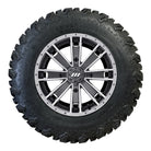 Sidewall view and details on Interco Sniper 920 radial ATV tire mounted on wheel for illustration purposes.