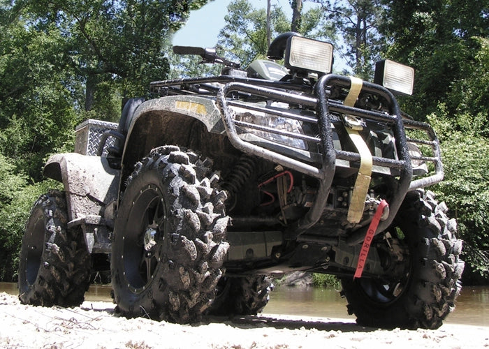 Swamp Lite ATV tires installed on 4x4 quad on the rugged trail.