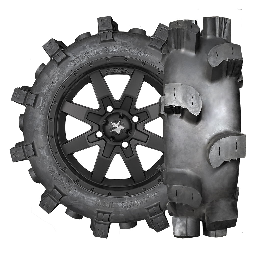 Extra widely spaced, extra deep lug design on the 40x10-22 Interco TSL Super Swamper Bogger UTV off road tire.