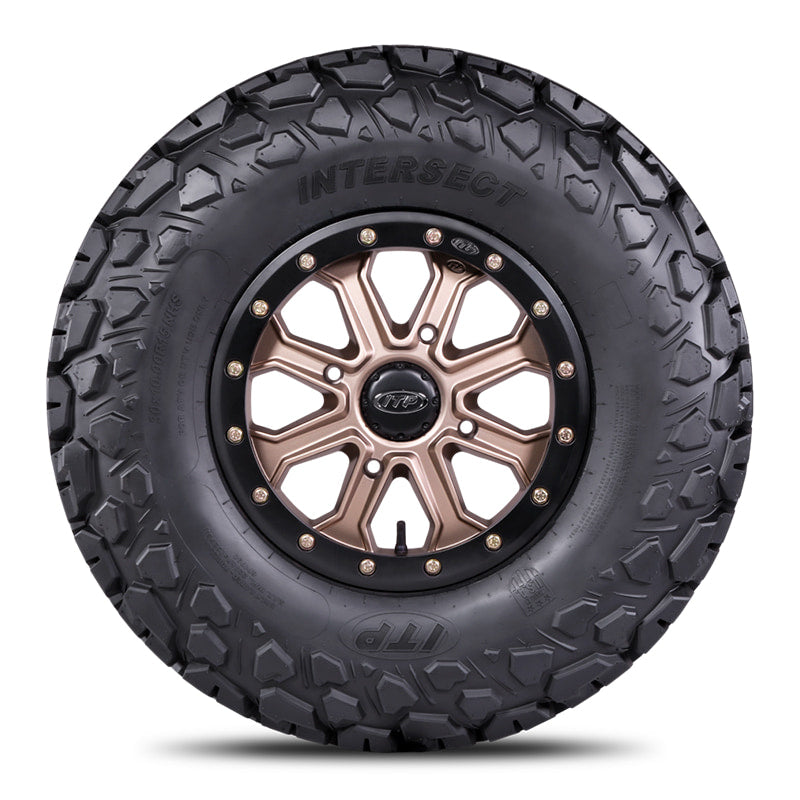 Sidewall view displaying markings and details on the ITP Intersect off road UTV and Side-by-side radial 8-ply tire.