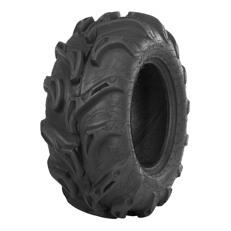 Angled view of the 26x11-12 ITP Mayhem rear tire designed for ATV and UTV mud terrain applications.