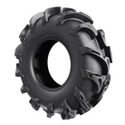 View of the sidewall details and tread lug features on the popular and heavy duty ITP Mega Mayhem tire designed for UTVs and ATVs.