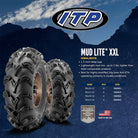 Mud Lite XXL tires features, highlights, and specifications promotional photo.