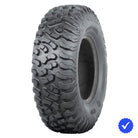 Angled view of the high performance and high traction ITP Terra Hook all-terrain SXS and UTV tire, offered in all major rim sizes and overall heights, made from premium materials and manufactured in the USA, available to purchase individually or by the set of 4, sold with free shipping.