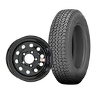 Load Range C Kenda Loadstar K550 ST175/80D13 bias trailer tire mounted on 13x4.5 black steel wheel with 5x4.5 bolt pattern.
