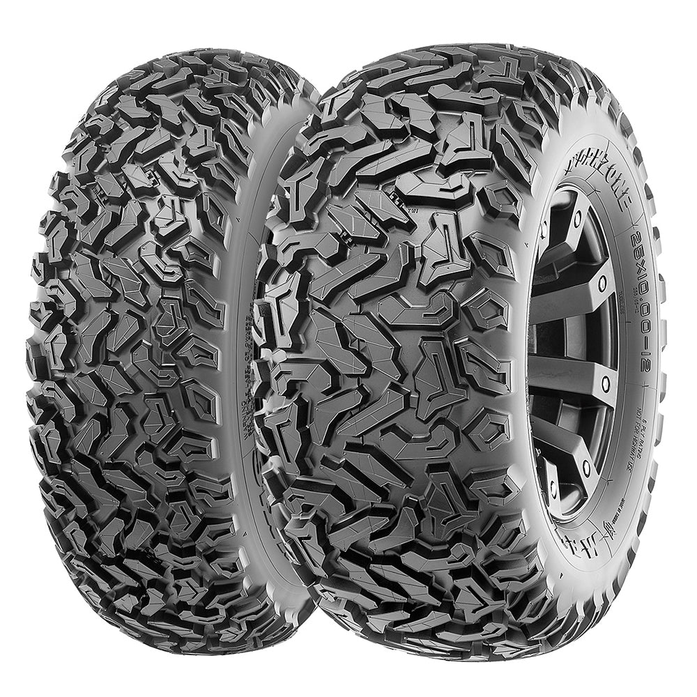 Set of front and rear Maxxis Workzone 6-Ply bias utility tires with heavy duty design and puncture resistance, offered with free shipping.