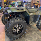 Frontline 556 black/machined wheel and ACP tire combo installed on Polaris Sportsman AWD quad atv.