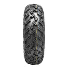 Additional view of the unique angled directional tread pattern design of the front QBT447 ATV 6-ply tire made by Quadboss.
