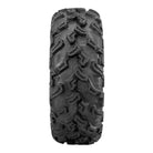 View of the unique angled directional tread pattern design of the QBT447 ATV 6-ply tire made by Quadboss.