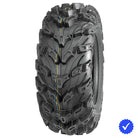 Angled view of the tough 8-ply construction of the QuadBoss QBT672 radial UTV and SXS front tire, available in popular 12" and 14" rim sizes, designed for premium traction in mud and swampy conditions, offered with free shipping from Ride or Die Tire.