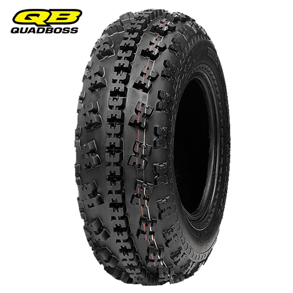 Quadboss QBT734 4-ply ATV sport all terrain front tire available in 21x7-10 size, featuring a high traction design with GNCC tread block shape and style, with affordable pricing, offered with free shipping by Ride or Die Tire.